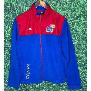 Kansas Jayhawks KU Adidas Women’s XL Blue Red Full Zip Fleece Jacket Rock Chalk